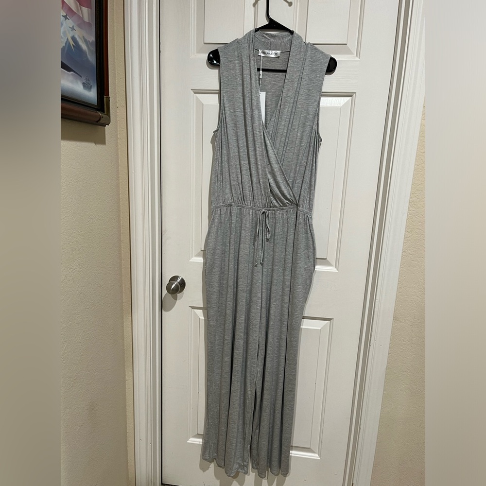 KIKI LARUE Sleeveless Gray Wrap-Front Jumpsuit/ LOUNGE WOMEN SIZE 2XL